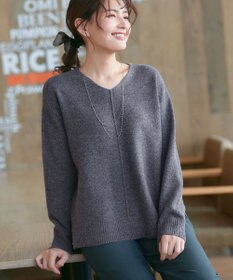 Tiaclasse 【安田美沙子さん着用・洗える】メランジVネックニットプルオーバー