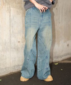 WEGO 【ユニセックス着用ITEM】スウィッチングフレアデニムパンツ