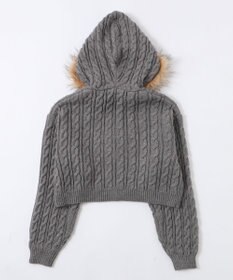 WEGO フェイクファー付きケーブルニットパーカー