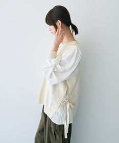 YECCA VECCA サイドプリーツ異素材MIXプルオーバー