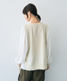 YECCA VECCA サイドプリーツ異素材MIXプルオーバー