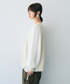 YECCA VECCA サイドプリーツ異素材MIXプルオーバー