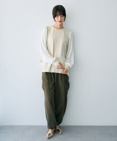 YECCA VECCA サイドプリーツ異素材MIXプルオーバー