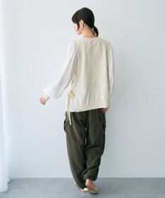 YECCA VECCA サイドプリーツ異素材MIXプルオーバー