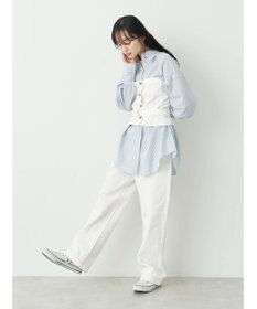 earth music&ecology サッカーストライプボーイズライクシャツ