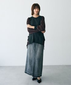 YECCA VECCA サイドプリーツ異素材MIXプルオーバー