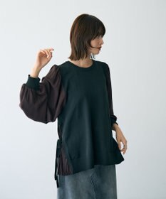 YECCA VECCA サイドプリーツ異素材MIXプルオーバー