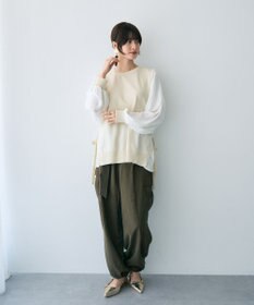 YECCA VECCA サイドプリーツ異素材MIXプルオーバー