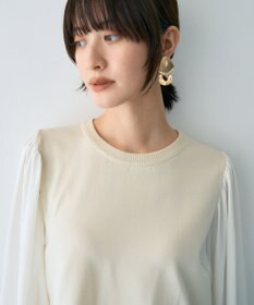 YECCA VECCA サイドプリーツ異素材MIXプルオーバー