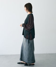 YECCA VECCA サイドプリーツ異素材MIXプルオーバー