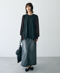 YECCA VECCA サイドプリーツ異素材MIXプルオーバー