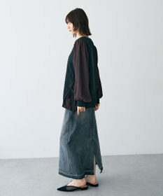 YECCA VECCA サイドプリーツ異素材MIXプルオーバー