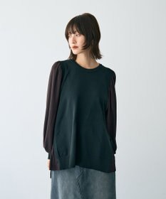YECCA VECCA サイドプリーツ異素材MIXプルオーバー