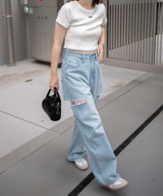 WEGO サイドスリットデニムストレートパンツ