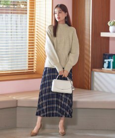 Tiaclasse 【洗える】ピンタックボトルネックニットトップス