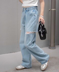 WEGO サイドスリットデニムストレートパンツ