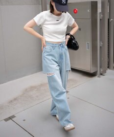 WEGO サイドスリットデニムストレートパンツ