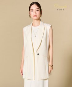 BEIGE， CAROLE / リネンライクノースリーブジレジャケット Ecru