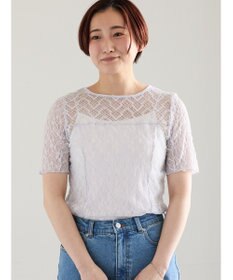 Te chichi パッチワークレース5分袖トップス