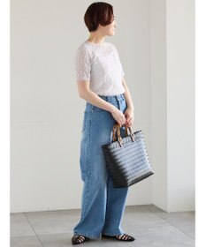 Te chichi パッチワークレース5分袖トップス