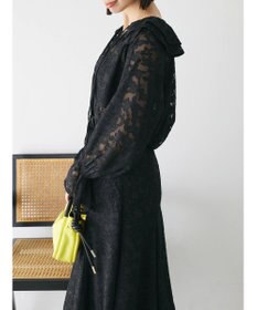 Green Parks シアージャガード花柄フリルブラウス