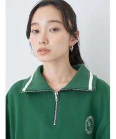 earth music&ecology ハーフＺＩＰサークルロゴ刺繍裏毛プルオーバー
