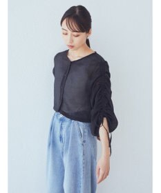 earth music&ecology キラキラシアーギャザーシャツ