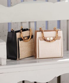 ANY SIS 【美人百花7月号掲載】2WAYバンブーライクハンドルミディ トートバッグ