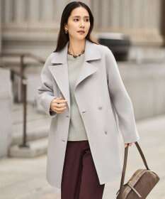 自由区 ウールリバーダブルブレストコート ライトグレージュ