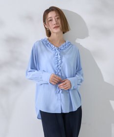 YECCA VECCA フリルVネックブラウス