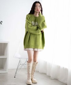 WEGO フラッフィーロゴジャガードニットプルオーバー