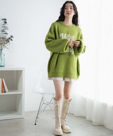 WEGO フラッフィーロゴジャガードニットプルオーバー