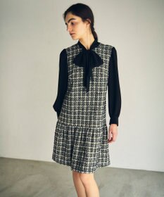 GRACE CONTINENTAL ツイードコンビワンピース