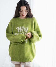 WEGO フラッフィーロゴジャガードニットプルオーバー