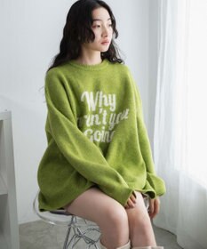 WEGO フラッフィーロゴジャガードニットプルオーバー