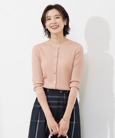 J.PRESS LADIES 【洗える・イージーケア】 SYNTHETIC BASIC ワイドリブ クルーネック カーディガン
