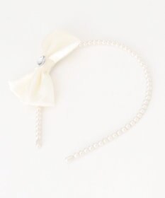 ANY KIDS サテンリボン×パール キッズカチューシャ