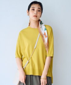 自由区 【接触冷感・UVカット・WEB限定カラーあり】クレープストレッチプルオーバー ニット ピスタチオ