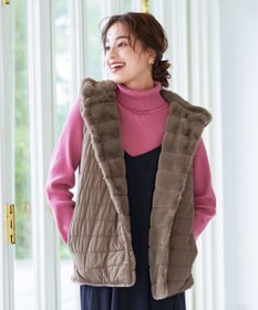 Tiaclasse 【2WAY】着回し自由のリバーシブルキルトフェイクファーベスト