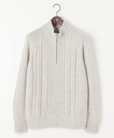 JOSEPH ABBOUD 【イタリア糸使用/軽く暖かい/多色展開】 ラムウールケーブル柄ハーフZIPプルオーバー