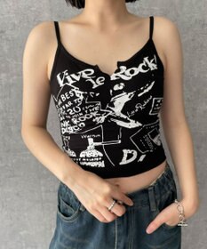 WEGO 【カップ付きインナー】グラフィックリブキャミソール