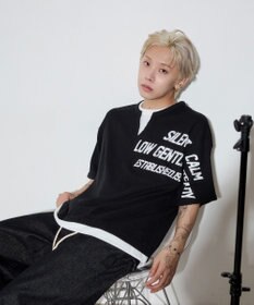 WEGO 【ユニセックス着用ITEM/MLサイズ展開】キーネックフェイクレイヤードグラフィックT（SS）