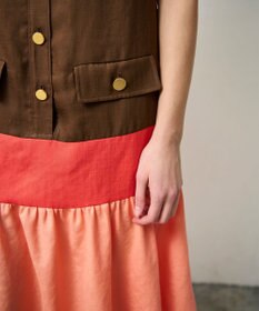 GRACE CONTINENTAL リネンタッチ配色ワンピース