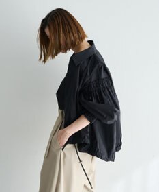 YECCA VECCA ボリュームギャザーデザインZIPブルゾン