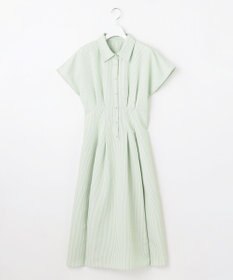 Feroux 【洗える】パールボタンストライプ シャツワンピース