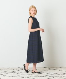 GRACE CONTINENTAL ボーダーメッシュジャガードドレス