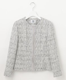 J.PRESS LADIES 【セットアップ対応】ファンシーツイード ノーカラー ジャケット