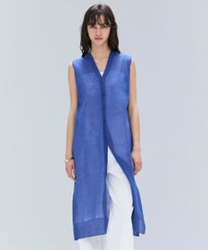 BEIGE， 【洗える】MILANO / リネン混シアーロングジレカーディガン