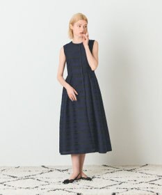 GRACE CONTINENTAL ボーダーメッシュジャガードドレス