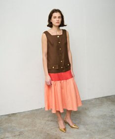 GRACE CONTINENTAL リネンタッチ配色ワンピース